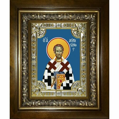 Икона Августин блаженный, 18x24 см, со стразами, в деревянном киоте, арт вк-3578