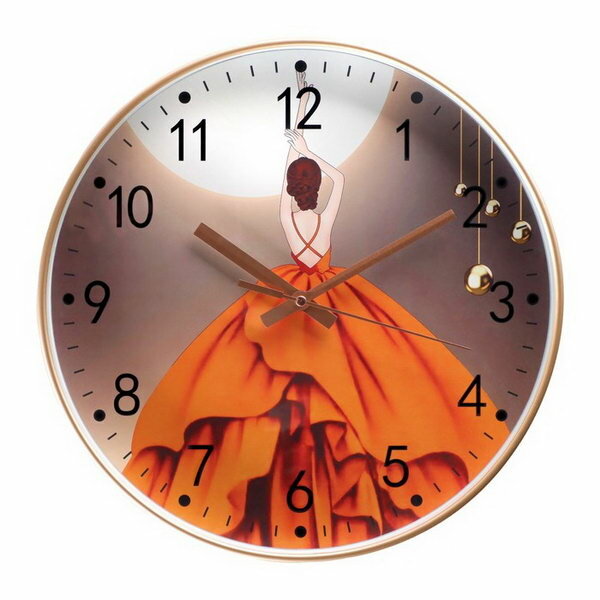 Часы настенные "Балерина", d-30 см, плавный ход