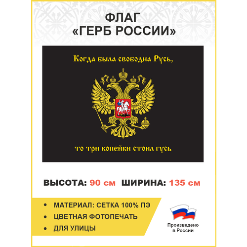 Флаг 066 Герб Имперский, Русь - 3 копейки гусь, 90х135 см, материал сетка для улицы имперский флаг с надписью русь 90х135