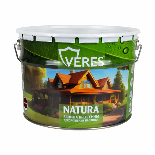 Декоративная пропитка для дерева Veres Natura, полуматовая, 9 л, каштан