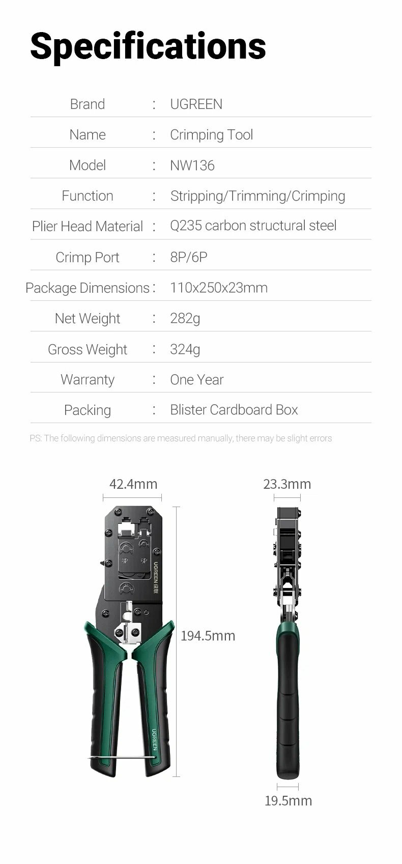 Обжимные клещи Ugreen NW136 70683