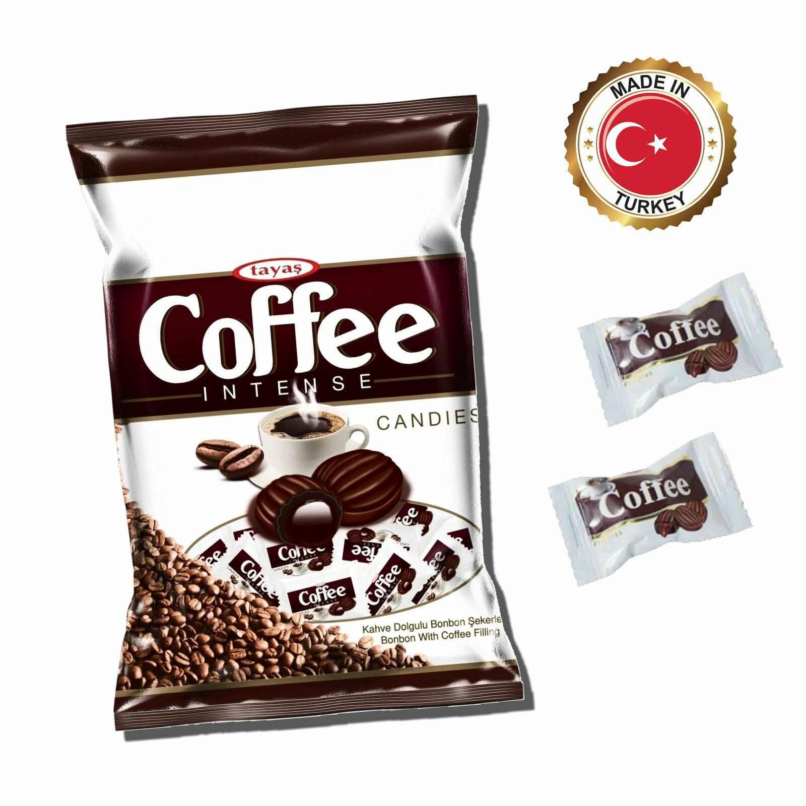 Карамель леденцовая, "COFFEE INTENSE", c кофейной начинкой, 1000 грамм.