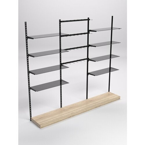 Настенная система с подиумами 8-ю тонир полками для одежды и под крючки LOFT 11-1 Дуб Сонома 270 x 45 x 240 см 27313₽