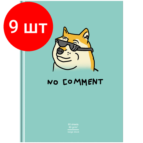 Комплект 9 шт, Скетчбук 80л, А5 7БЦ BG Без комментариев, матовая ламинация, выб. лак, бежевый блок, 80г/м2