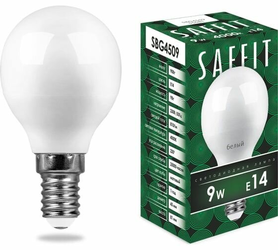 Светодиодная ламп SAFFIT 9W 230V E14 4000K, SBG4509 55081