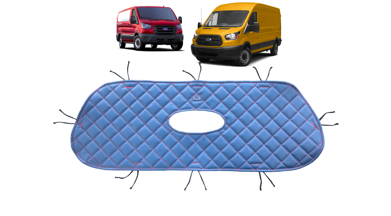Утеплитель решетки радиатора Ford Transit (с 2014 - н. в), синий ромб красная нить