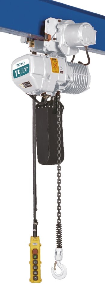 фото Цепная электроталь TOYO TY1 1T с 1 спуском, скорость 6.6 м/мин, высота подъёма 6М, электротележка
