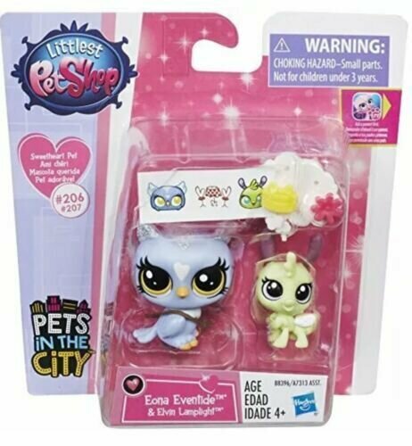 Littlest Pet Shop Сова сладкое сердце Eona Eventide #206 & Элвин #207