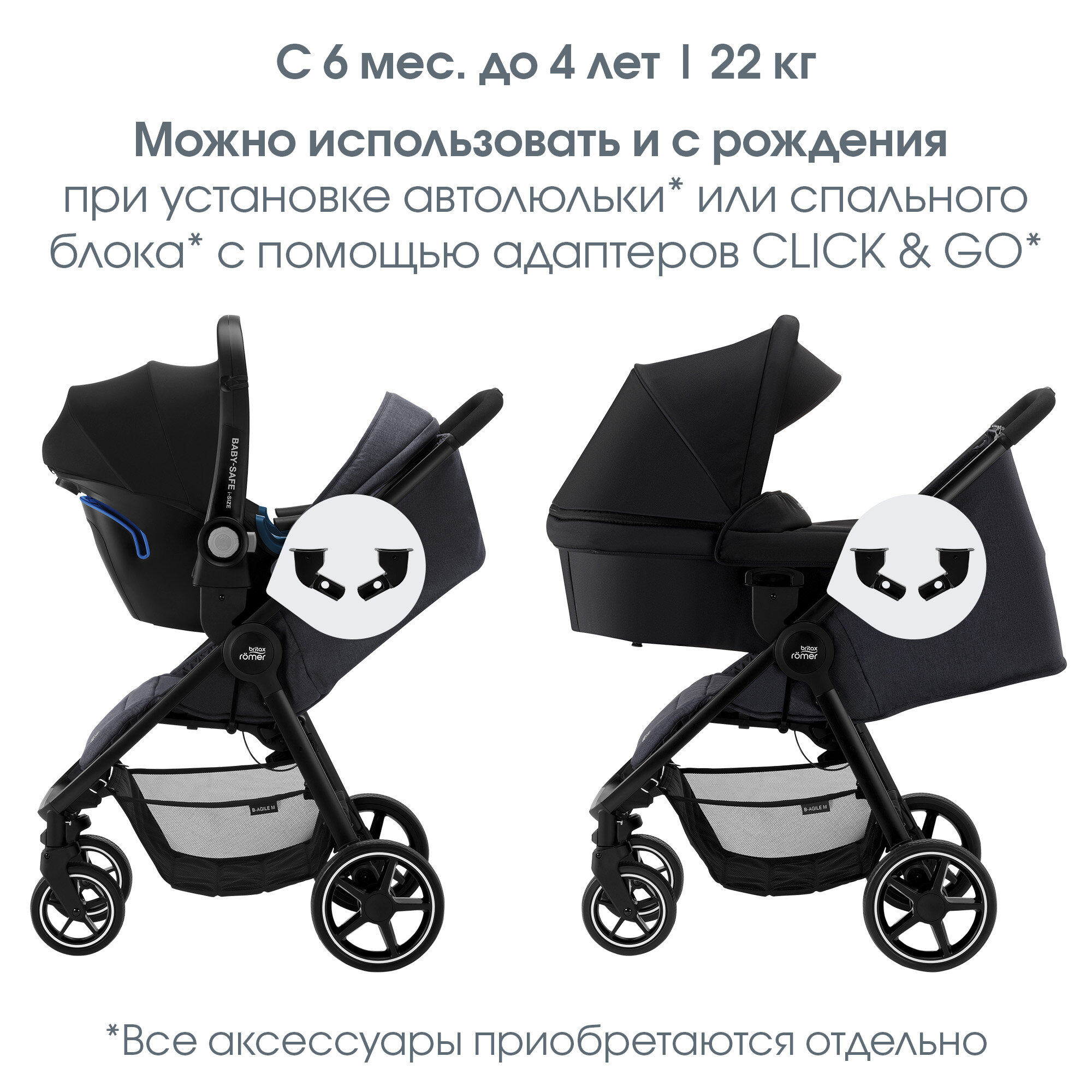 Прогулочная коляска BRITAX ROEMER B-Agile M, Linen Beige [2000032525] - фото №2