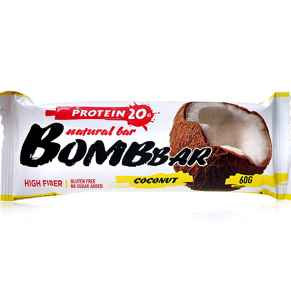 Батончик неглаз. "BOMBBAR" Кокос 60 г