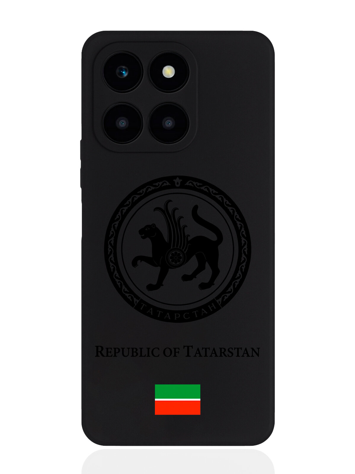 Черный силиконовый чехол SignumCase для Honor X6A Черный лаковый Герб Татарстана