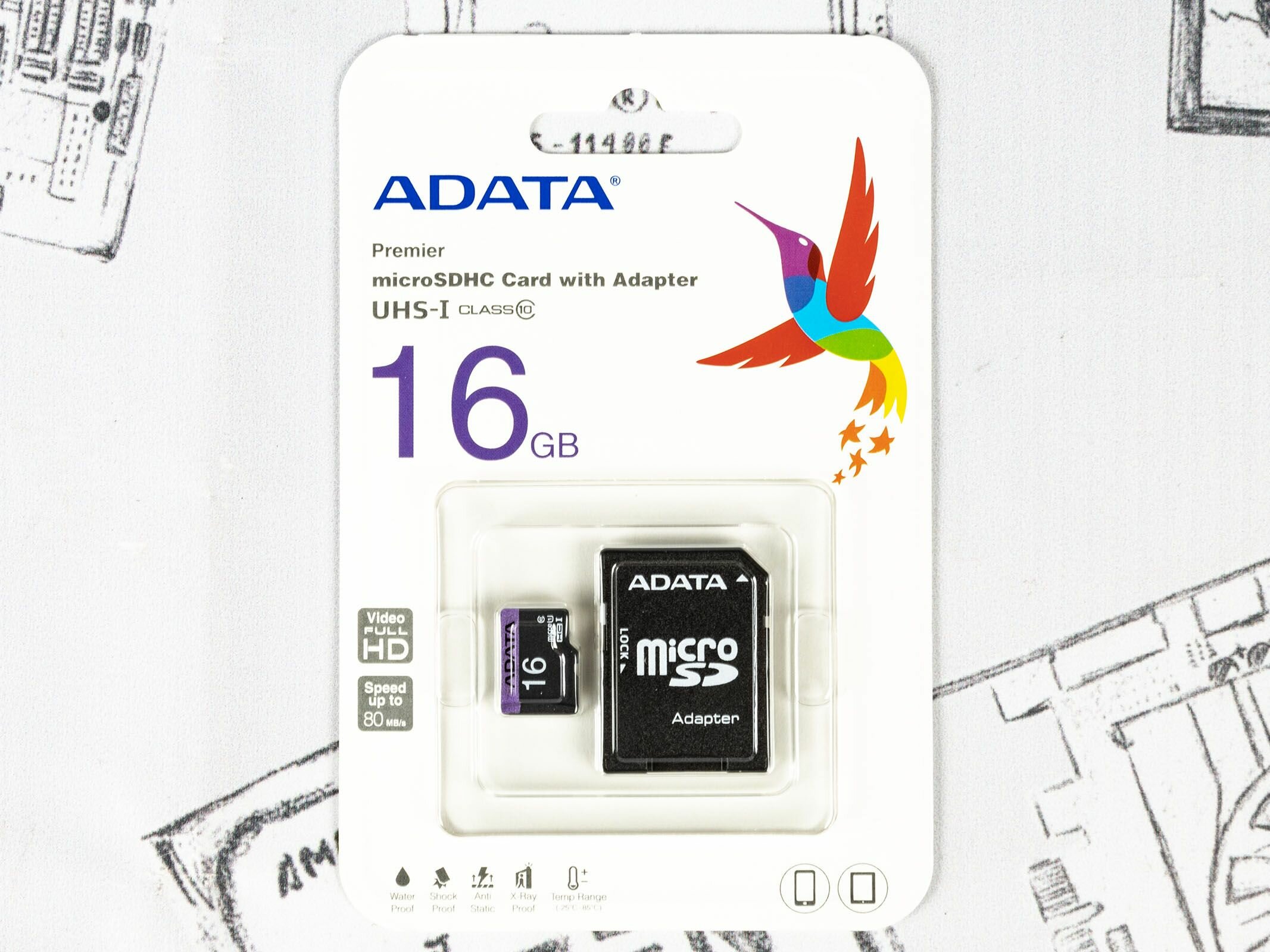 Карта памяти microSDHC ADATA 16Gb Premier Class 10 UHS-I U1 + SD Adapter