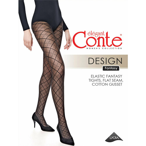 Колготки Conte elegant DESIGN, 30 den, размер 3/M, черный