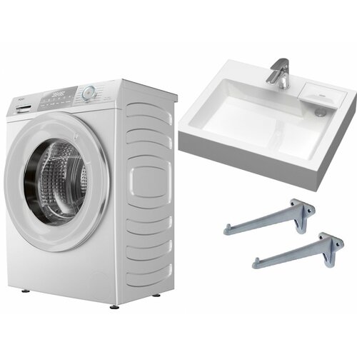 Стиральная машина с паром Haier HW60-BP10929B с раковиной Энигма 55 над стиральной машиной 4905000₽