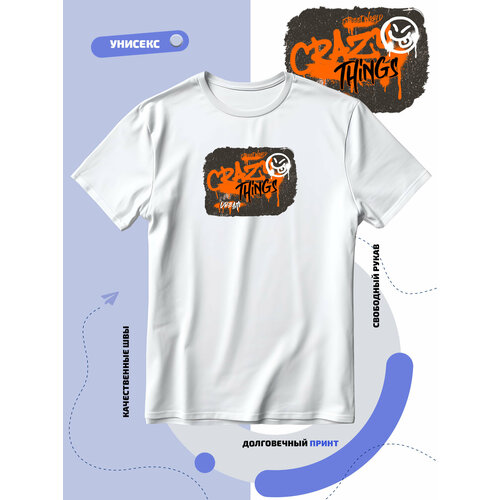 Футболка смайл с высунутым языком crazy things dream, размер S, белый