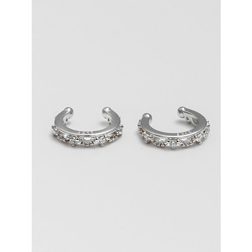 фото Серьги каффы shine & beauty, кристаллы swarovski, размер 10 мм, серебряный