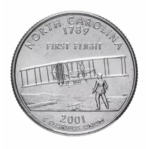 Монета 25 центов Северная Каролина. Штаты и территории. США D 2001 UNC монета 25 центов нью йорк штаты и территории сша d 2001 unc