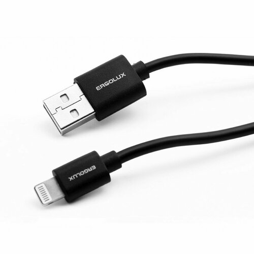 Кабель USB-Lightning промо ELX-CDC03P-C02 (2А, 1м, Черный, Зарядка+Передача данных, Пакет) ERGOLUX elx cdc03p c02 промо кабель usb lightning 2а 1м черный зарядка передача данных пакет ergolux 15092 10 шт