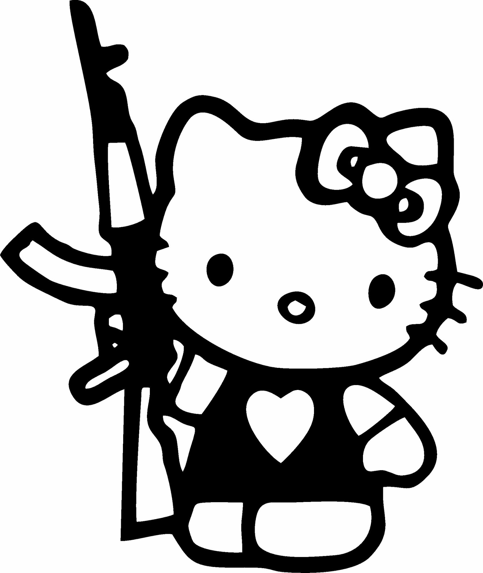 Наклейка Hello Kitty с автоматом 20*17 см