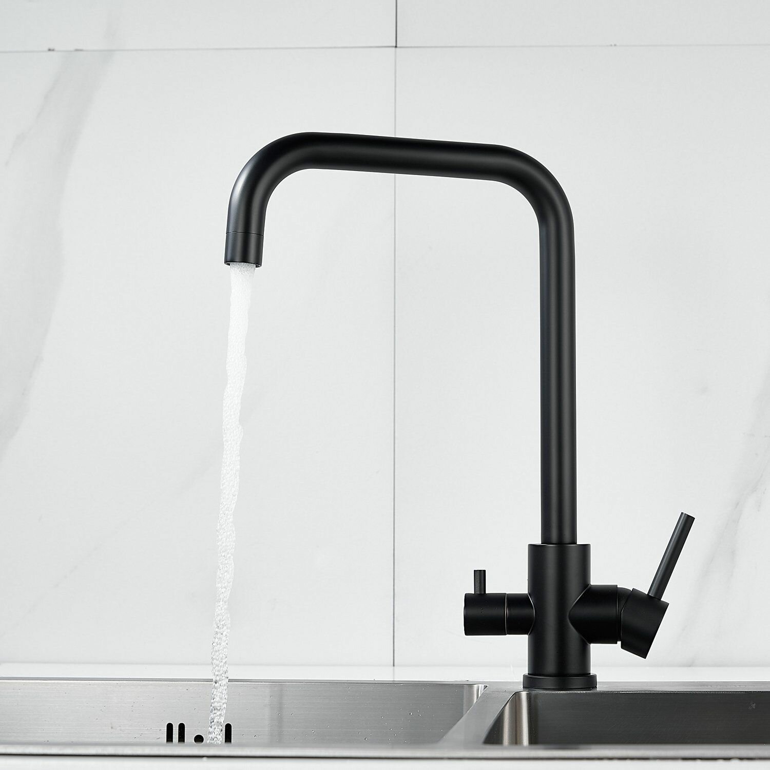 F118H Смеситель для кухни под фильтр из нержавеющей стали, черный