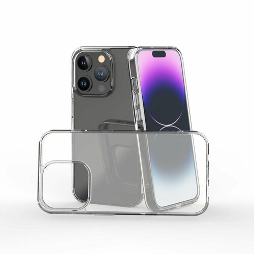 Чехол на Iphone 14 Pro Max прозрачный с защитой камеры / Чехол силиконовый Эпл Айфон 14 Pro Max с бортиком/ Защитный Бампер Apple Айфон 14 Pro Max бесцветный