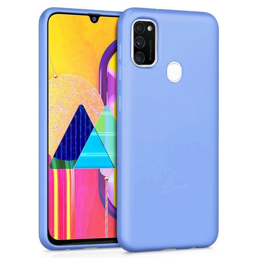 Силиконовая накладка без логотипа Silky soft-touch для Samsung M30S / M21 светло-голубой