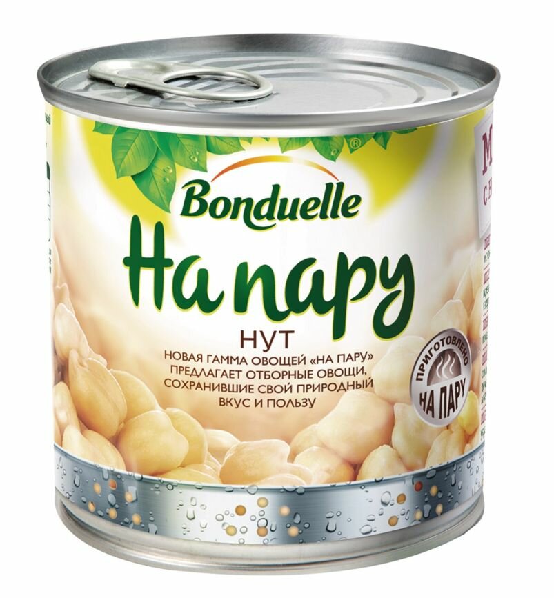 Нут Bonduelle На пару, жестяная банка, 310 г, 425 мл