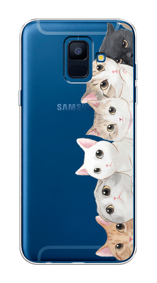 Силиконовый чехол на Samsung Galaxy A6 / Самсунг Галакси A6 "Котики", прозрачный