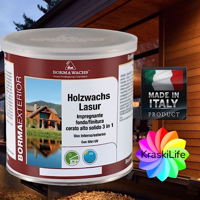 Borma Wachs (Борма) Декоративная восковая лазурь Holzwachs Lasur - 50 Белый, 0.75 л, : Borma