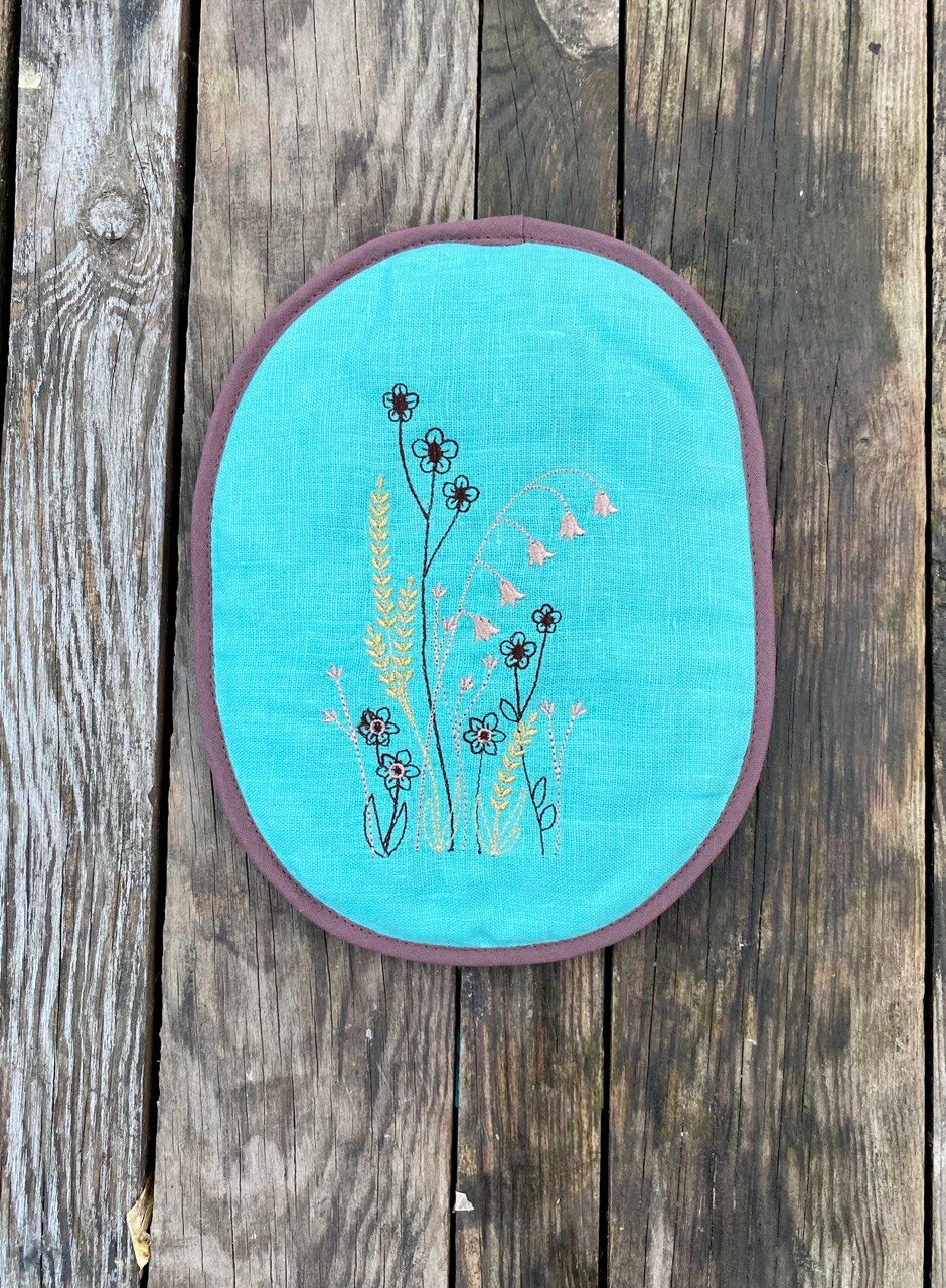 фото Прихватка из льна, горчица