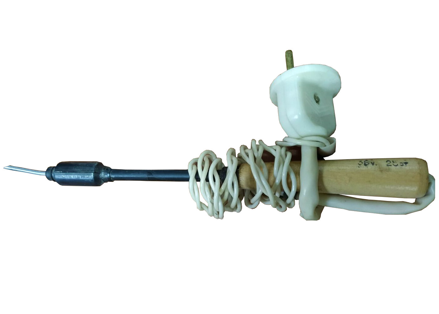 Электропаяльник "Слюдяная фабрика" ЭПЦН, 25 Вт, непрерывный нагрев, деревянная рукоятка