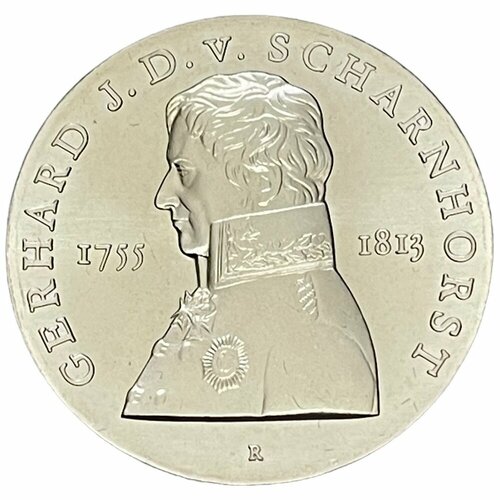 ГДР 10 марок 1980 г. (225 лет со дня рождения Герхарда фон Шарнхорста) клуб нумизмат монета 10 марок гдр 1990 года серебро а