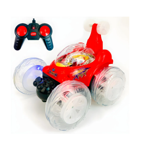 Радиоуправляемая машинка - перевертыш Stunt Car 6702, колеса светятся, музыка, вращение 360, на пульте управления, 18х15.5х15.5 см