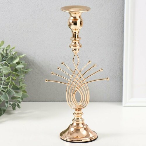 SUI Подсвечник металл на 1 свечу Золотое сечение d2-6 см 8х8х27 см 1873₽