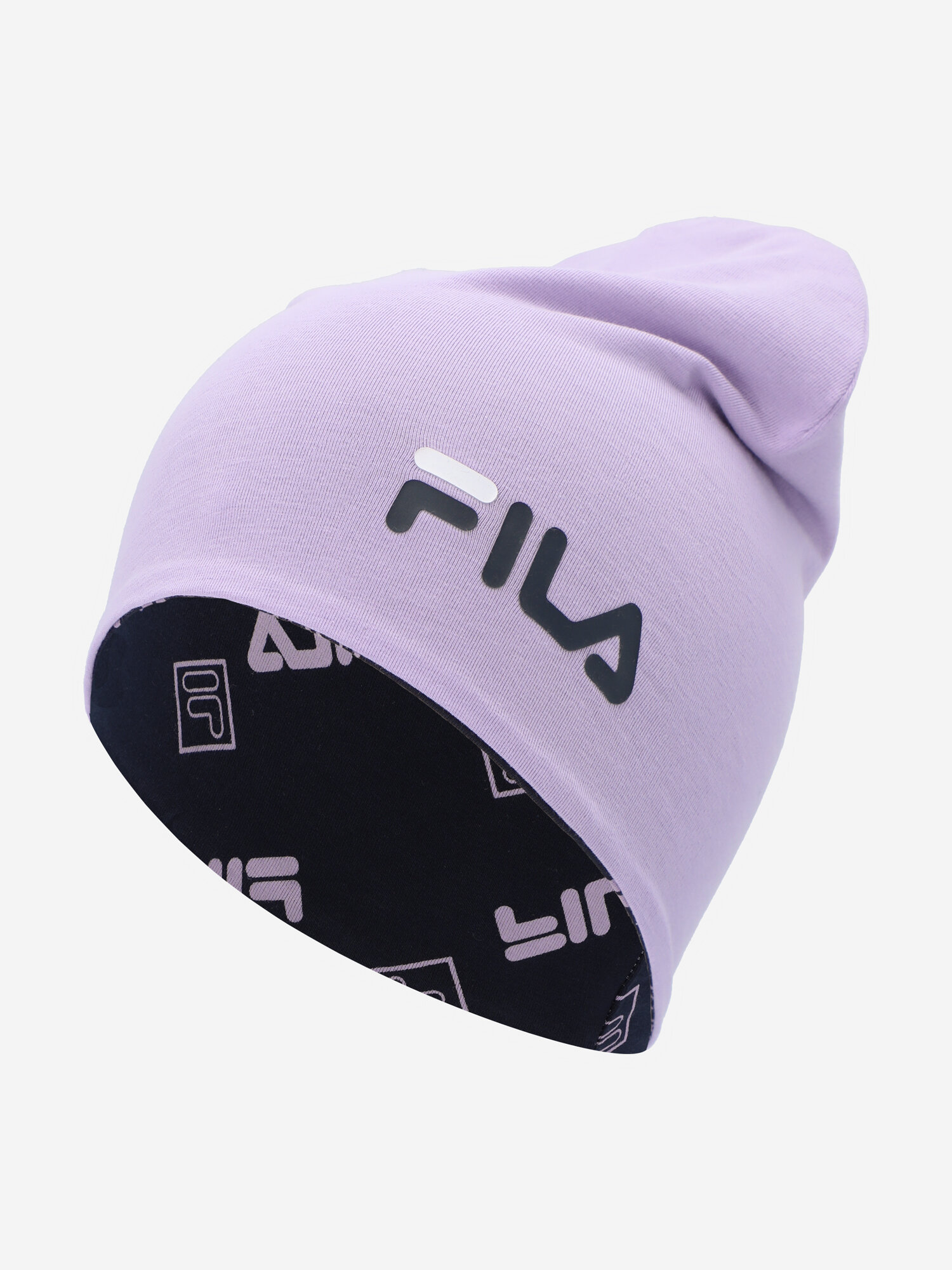 фото Шапка Fila детская двухсторонняя, темно-синий/сиреневый
