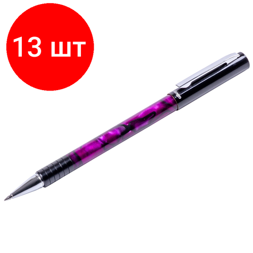 Комплект 13 шт, Ручка шариковая подарочная Berlingo Fantasy синяя, 0.7мм, корпус: фиолетовый акрил