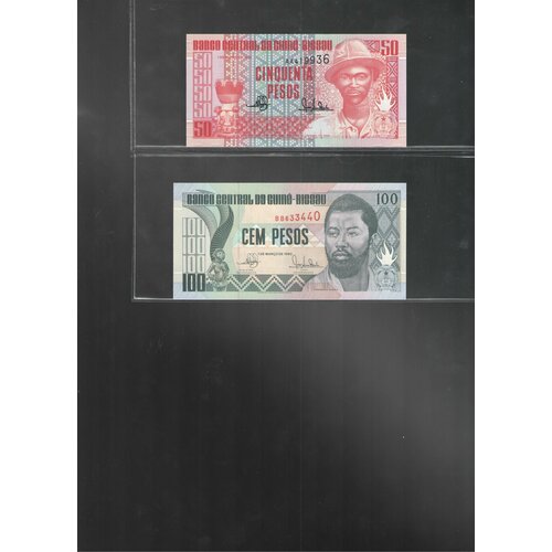 гвинея бисау 100 песо 1 3 1990 г Набор банкнот 50, 100 песо Гвинея-Бисау 1990 2шт