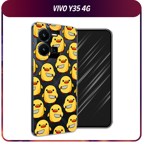 Силиконовый чехол на Vivo Y35 4G / Виво Y35 4G Утка с ножом, прозрачный силиконовый чехол на vivo y35 4g виво y35 4g ковер