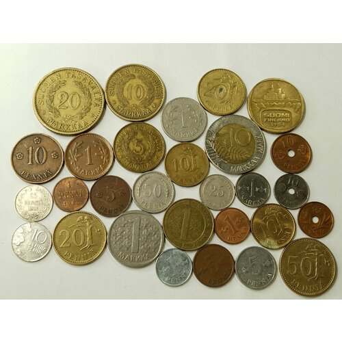 Финляндия. Коллекция монет 29 штук без повторов по типу. 1916-1994. Присутствуют серебро. Редкий набор. Из обращения.