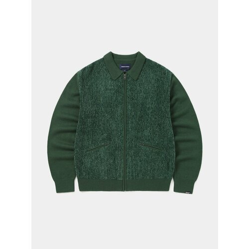 Поло thisisneverthat Velvet Knit Zip, размер L, зеленый поло thisisneverthat velvet knit zip размер l бежевый белый