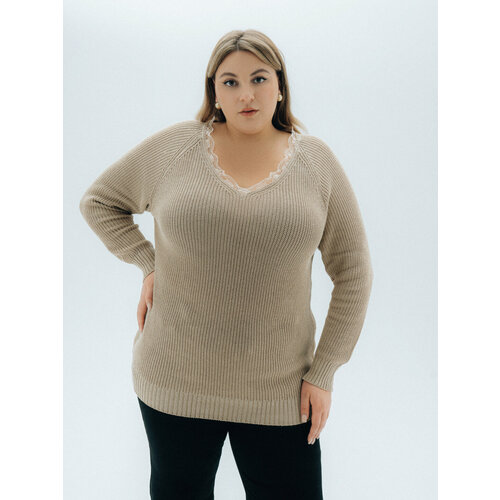 Джемпер LATRENDA plus size Джемпер с кружевом, размер 48/56, капучино latrenda plus size размер 64 66 синий