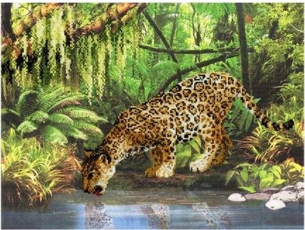 РТ-0023 Набор для вышивания Riolis 'Леопард у воды', 40*30 см