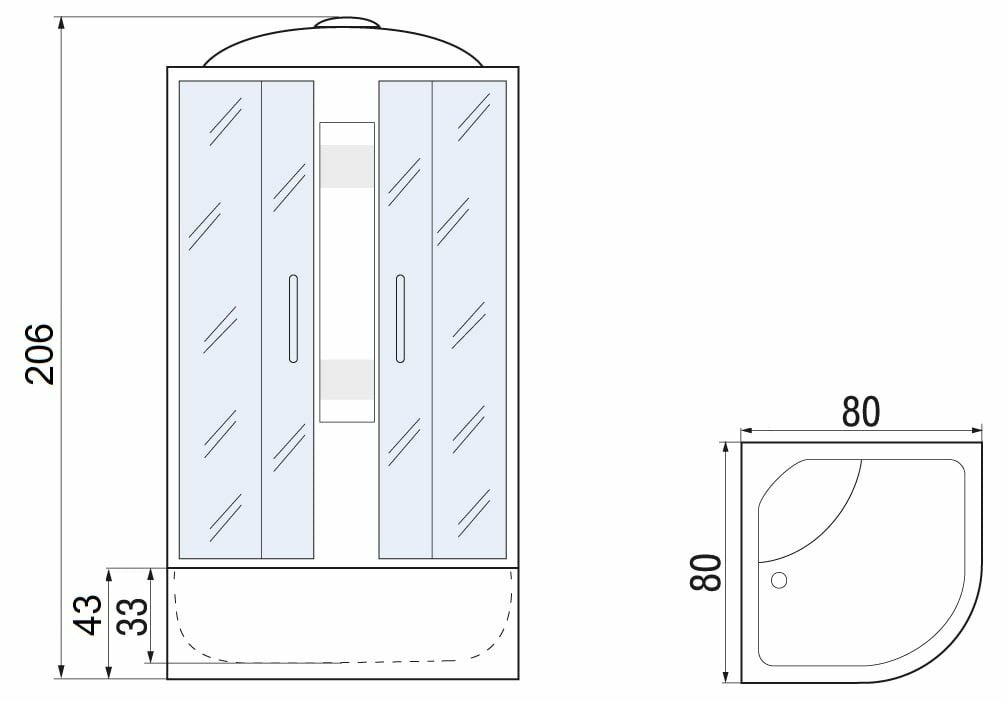 Душевая кабина 80*80*210см River Nara 80/43 MT