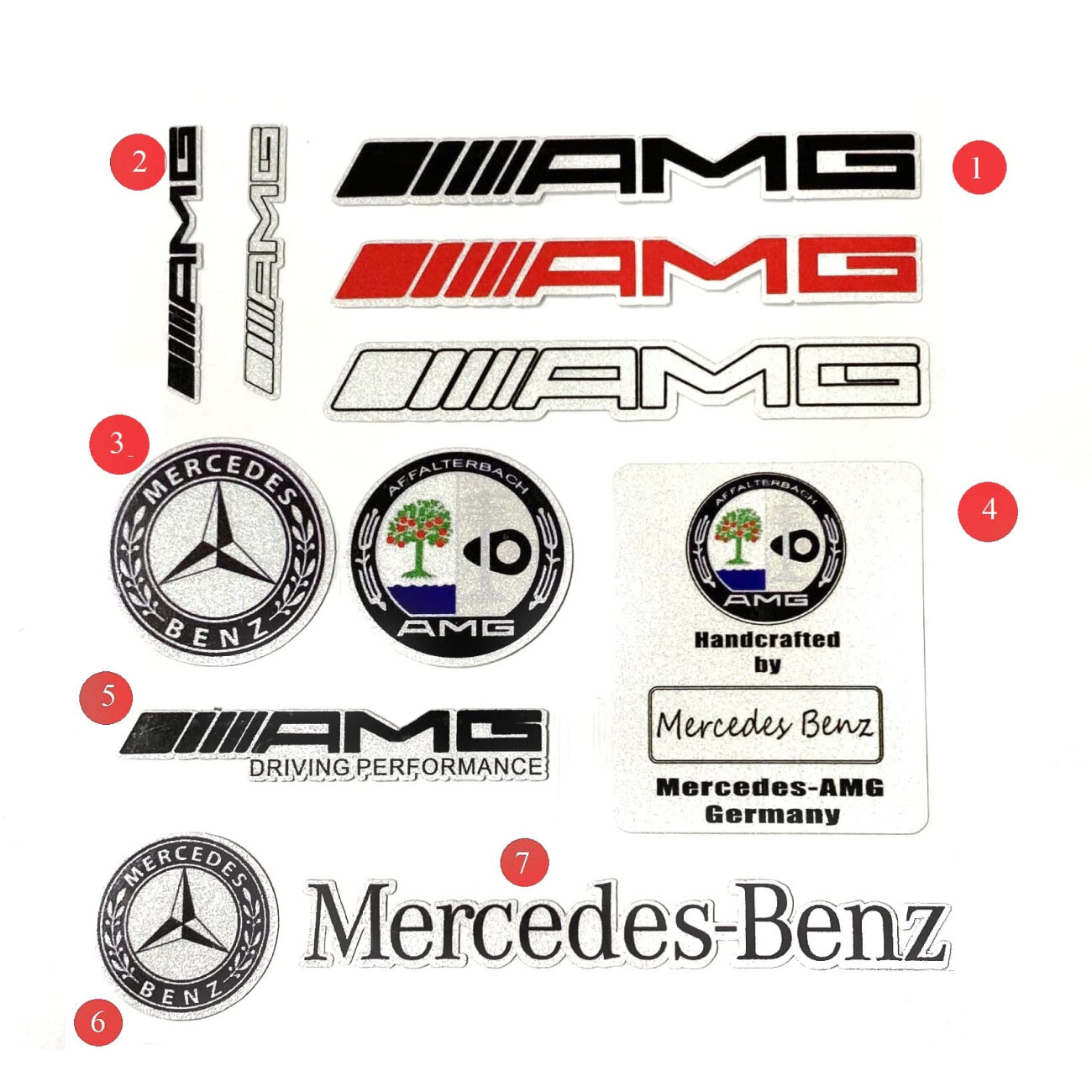 Комплект наклеек Mercedes AMG 10 шт. №1