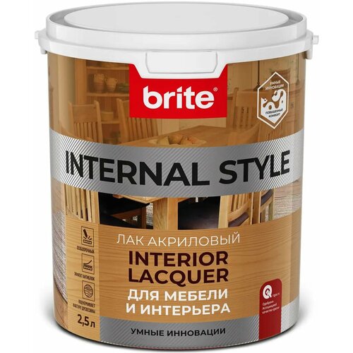Лак для мебели акриловый Internal Style цвет прозрачный полуматовый 25 л 10642₽