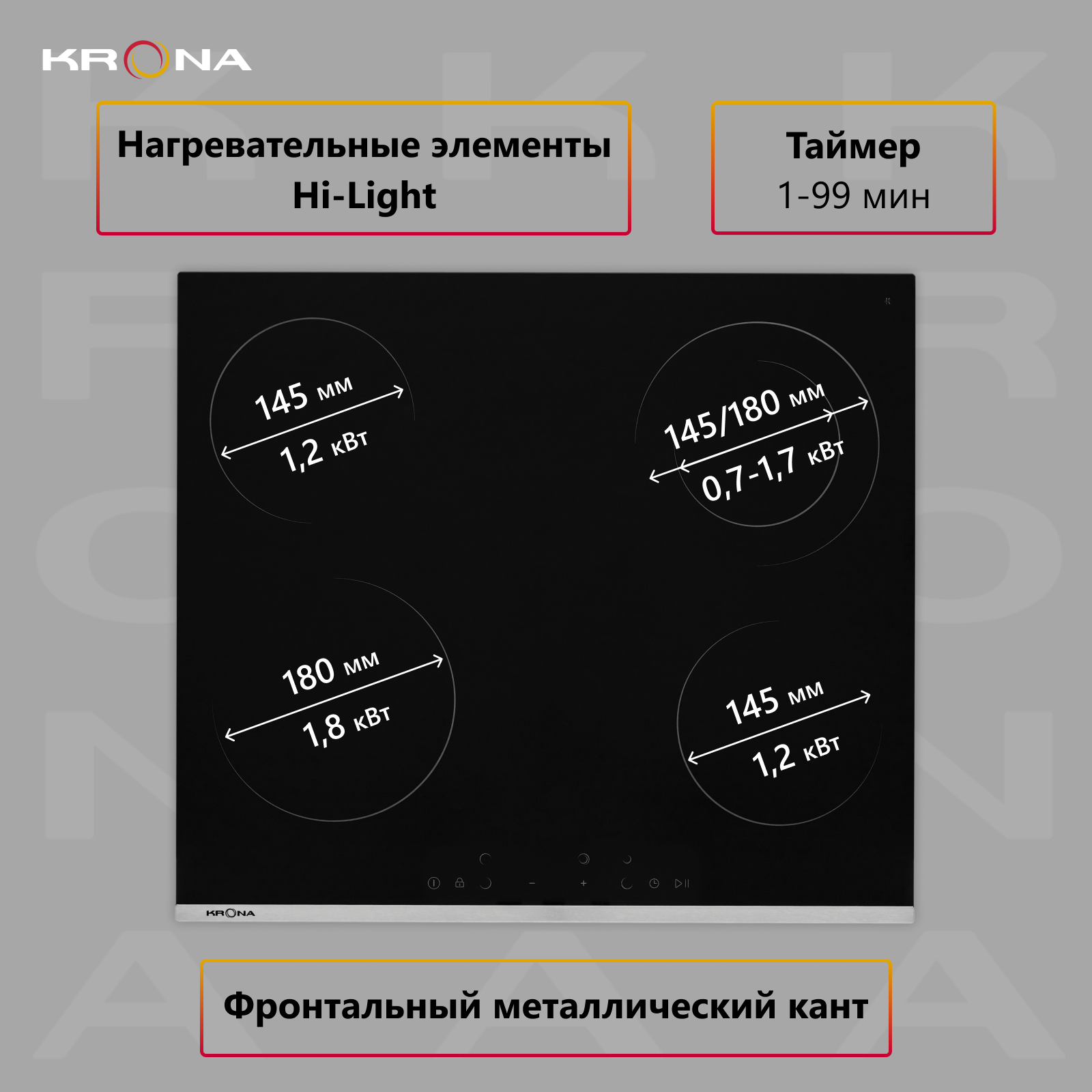 Варочная поверхность KRONA CELLO 60 BL/S встраиваемая электрическая независимая