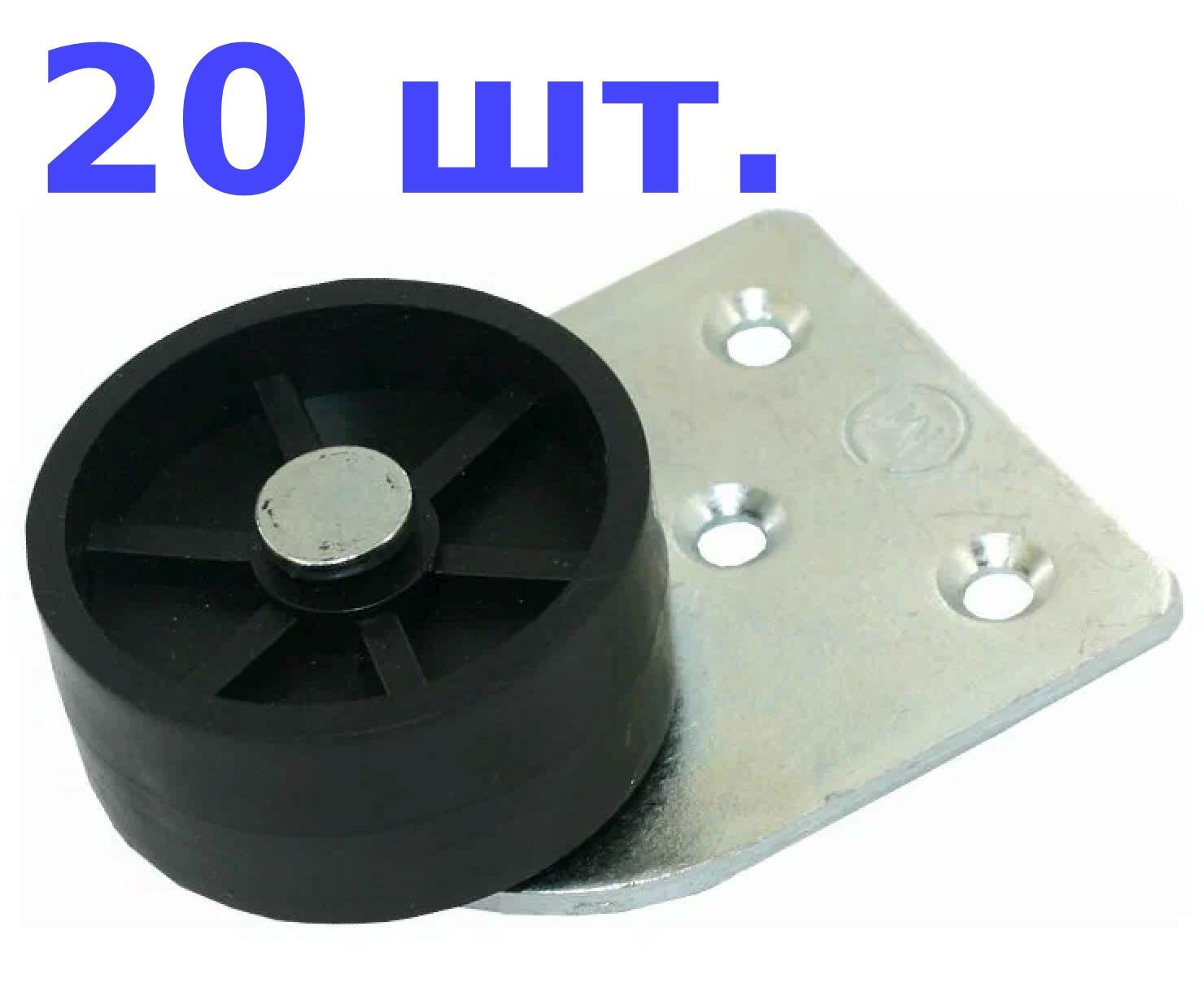 фото Ролик выкатной на широкой пластине, 42 мм, цинк