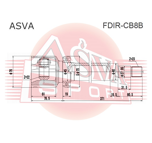 ASVA fdir-cb8b шрус внутренний правый 22x40x23 Ford (Форд) Focus (Фокус) II 2004 1 4-1 8 5mt ib5