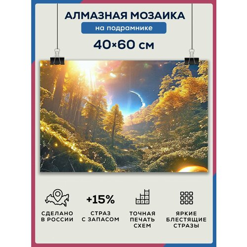 фото Алмазная мозаика 40x60 лес лето на подрамнике diamond canvas