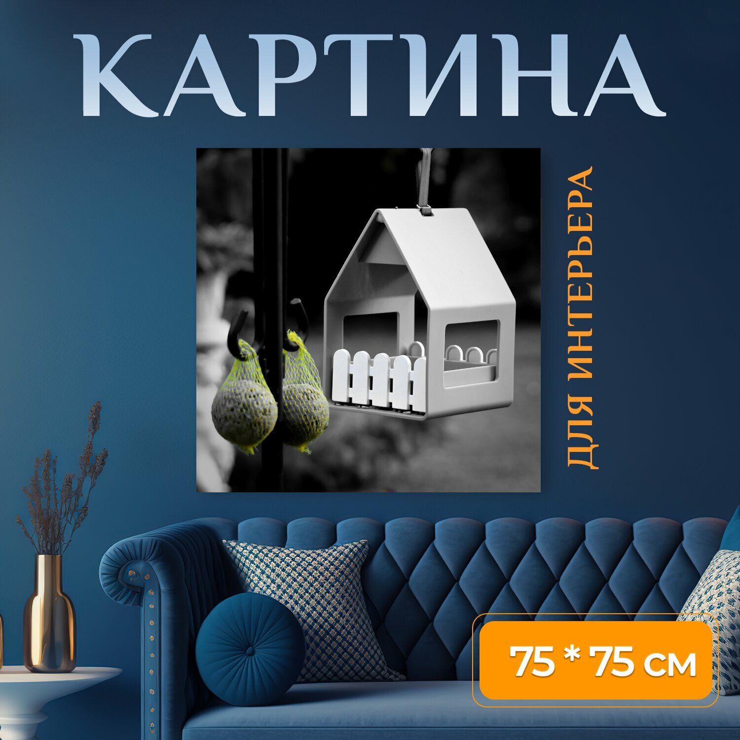 Картина на холсте "Жировых шариков, птичий домик, подача" на подрамнике 75х75 см. для интерьера